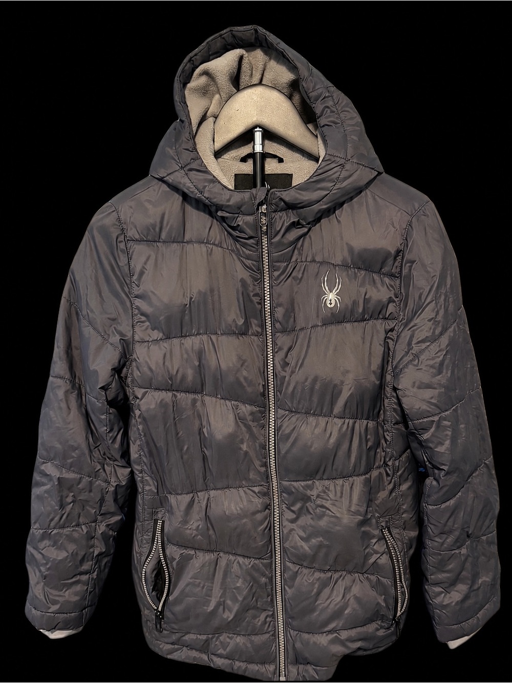 Spyder Boys Medium (10/12) Hooded Insulated Puffer Jacket Gray